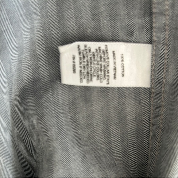 Express Men's Casual Button Down Shirt Gray Roll Tab Sleeve size Small 14 14.5 - Picture 13 of 16